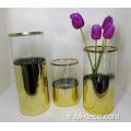 placage personnalisé décorant des vases en verre de cylindre en or